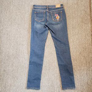 US Polo Assn Women's Low Rise Straight Leg Jeans Embroidered Pocket - Sz 3/4